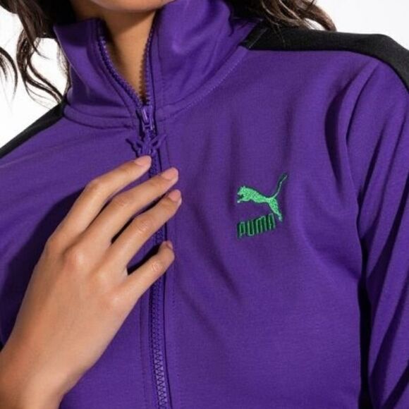Puma X Dua Lipa T7 Cropped Jacket Purple Black Butterfly Logo XS Extra Small New - Picture 6 of 13